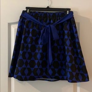 Blue and black tie mini skirt
